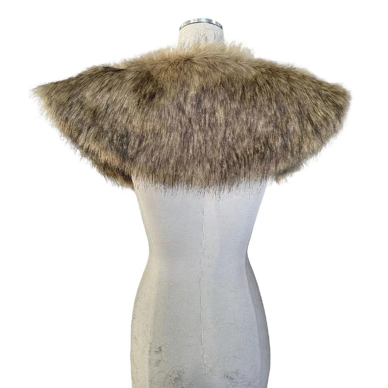 Medieval Faux Fur Collar for Men Women Cape Shoulder Wrap Retro Hunter Pirate Costume Halloween Cosplay Accessory