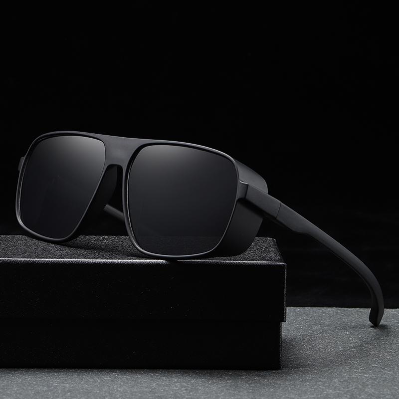 

New Square Sunglasses Trend Personality Punk Glasses Fashion Big Frame Steam Outdoor Glasses Men Luxury Brand Design Uv400 black