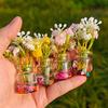 4 Pcs Mini Glass Vases Set Faux Flowers in Glass Vases Glow in The Dark Flower Vases for Desktops Car Dashboard Decor