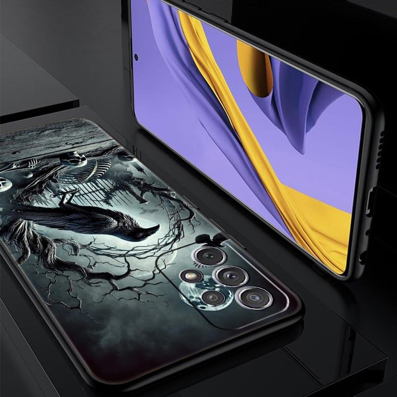 Raven Crow Skull Pattern Phone Case For Samsung Galaxy A17 A07 A55 A35 A25 A15 A05 A33 A31 A23 A21s A13 A41 A73 A53 A51 A71Cover