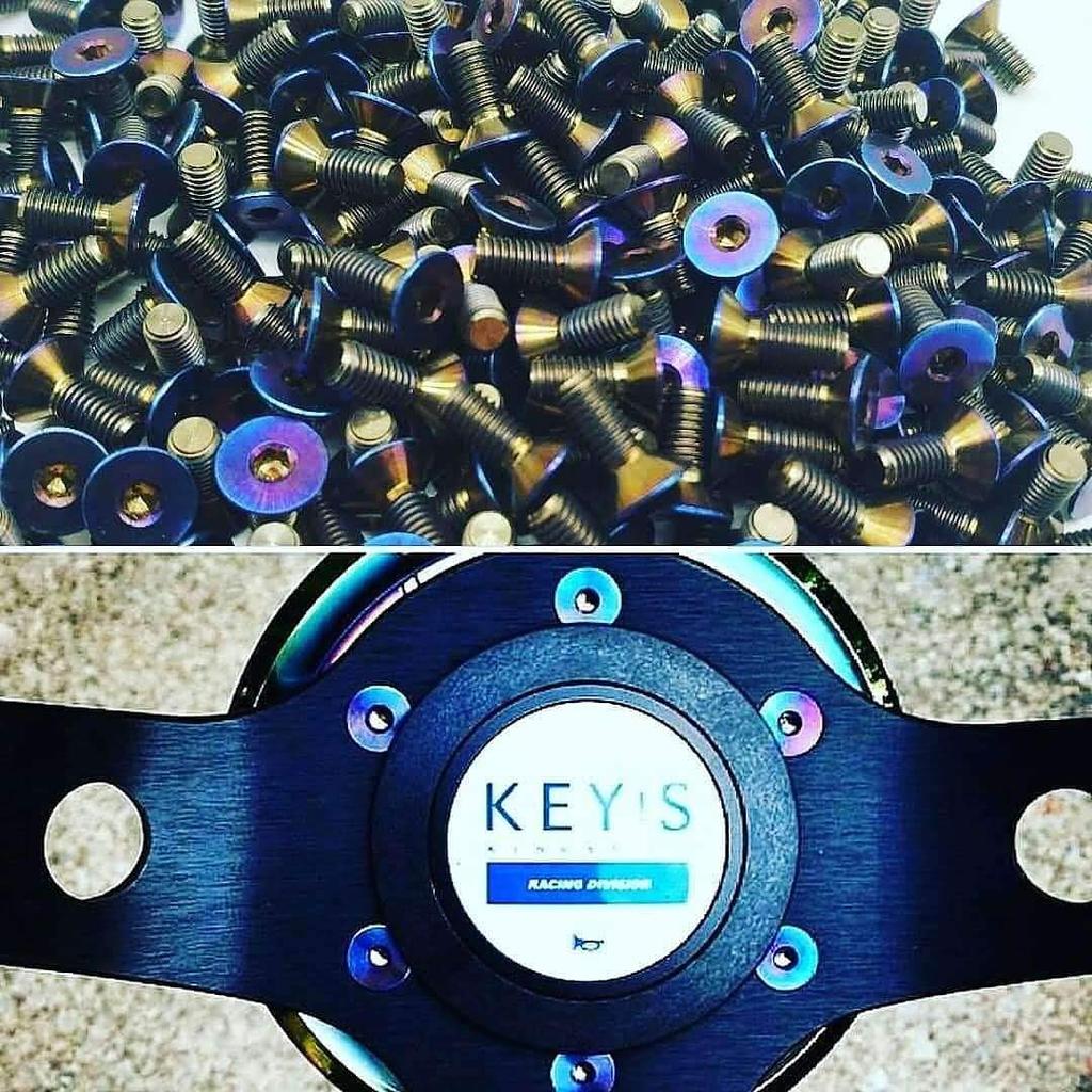 RISON Titanium Bolts 6pcs Handle Screw Bolts M5x12mm Titanium Steering Wheel Bolt Kit Purple