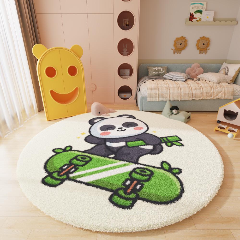 Runder Cartoon-Teppich im nordischen Stil für Wohnzimmer, Arbeitszimmer oder Schlafzimmer – Kinder-Couchtischmatte und Nachttischvorleger