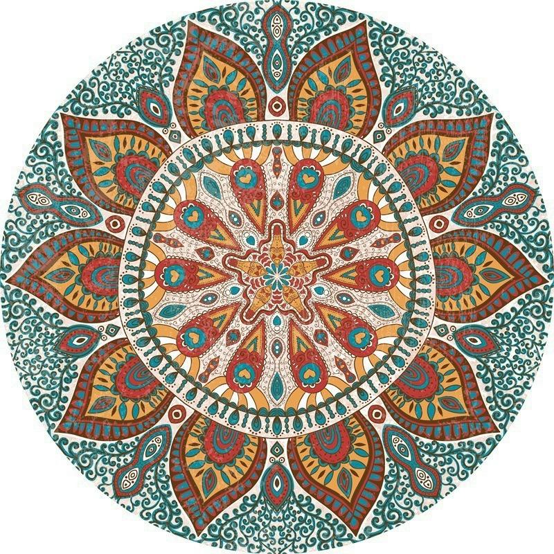 

Retro Bohemian Carpets Mandala Flower Circular Printed Carpet Living Room Luxury Sofa Area Chair Soft Floor Mat Bedroom Decor 80x80cm