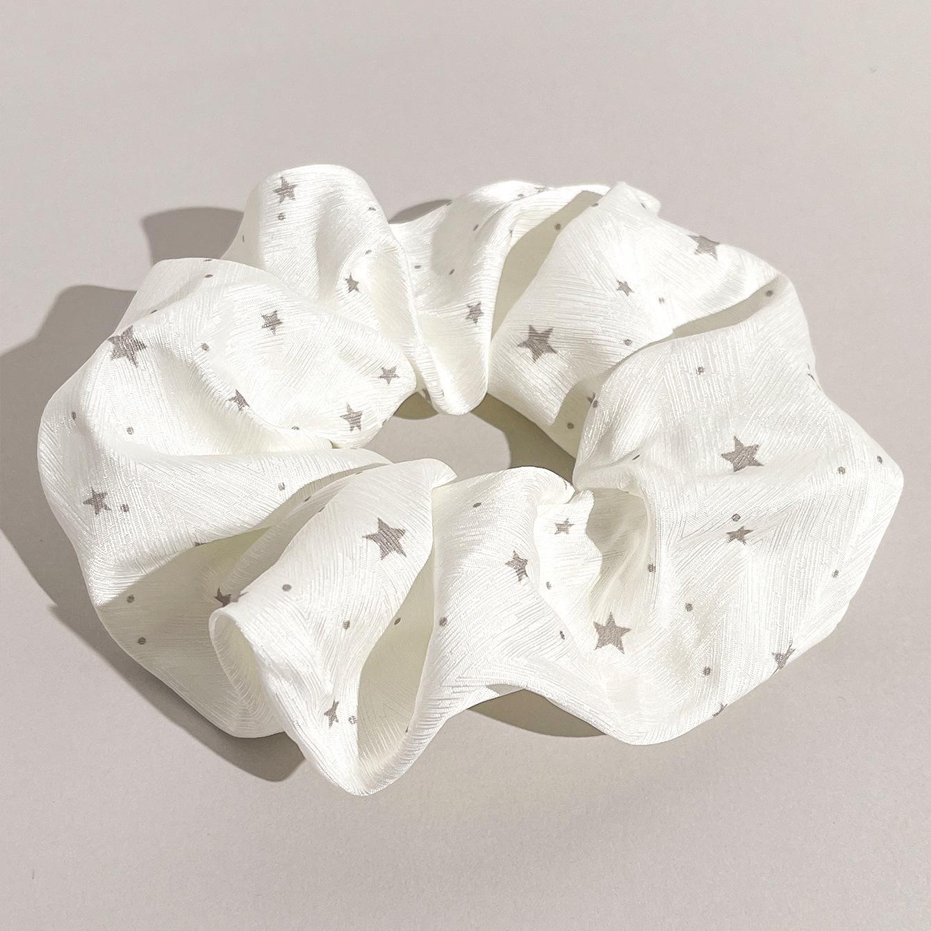 Exquisite White Satin Scrunchie: Elegant Women s Hair Accessory for Effortless French Style
