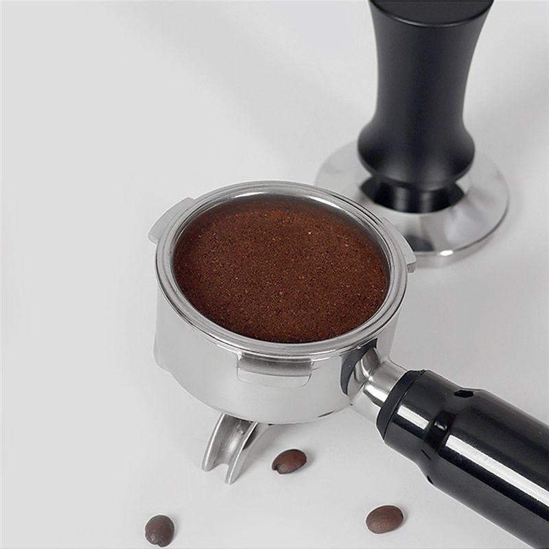 A84E-Kaffeetamper Edelstahl Holzgriff Flacher Druckpresshammer Barista Werkzeuge Kaffeepulverhammer