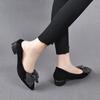 Pointed flat-soled women's shoes autumn new shallow mouth small single shoes bow sheepskin low heel women