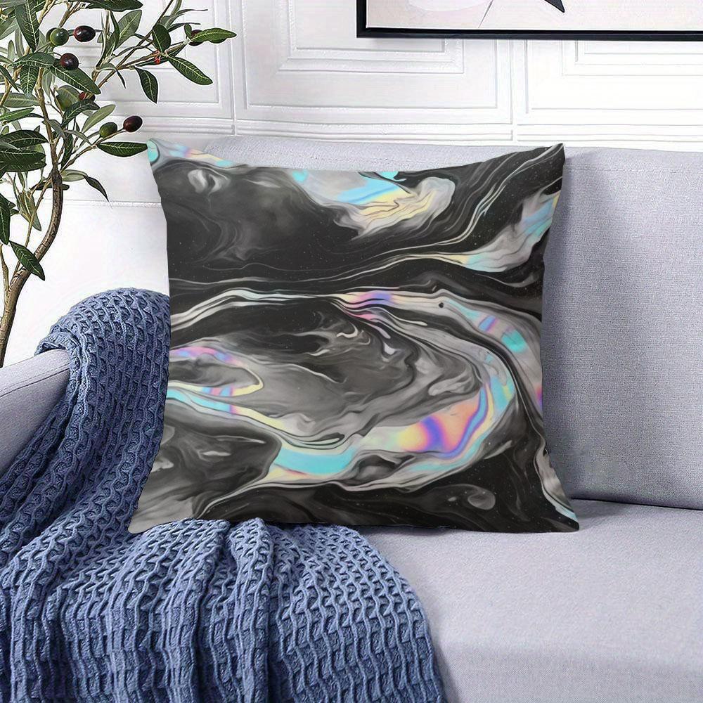 Black Fluid Square Jacquard Pillow Cover for Sofa Office Waist Cushion Cover Home Decorative Pillowcase