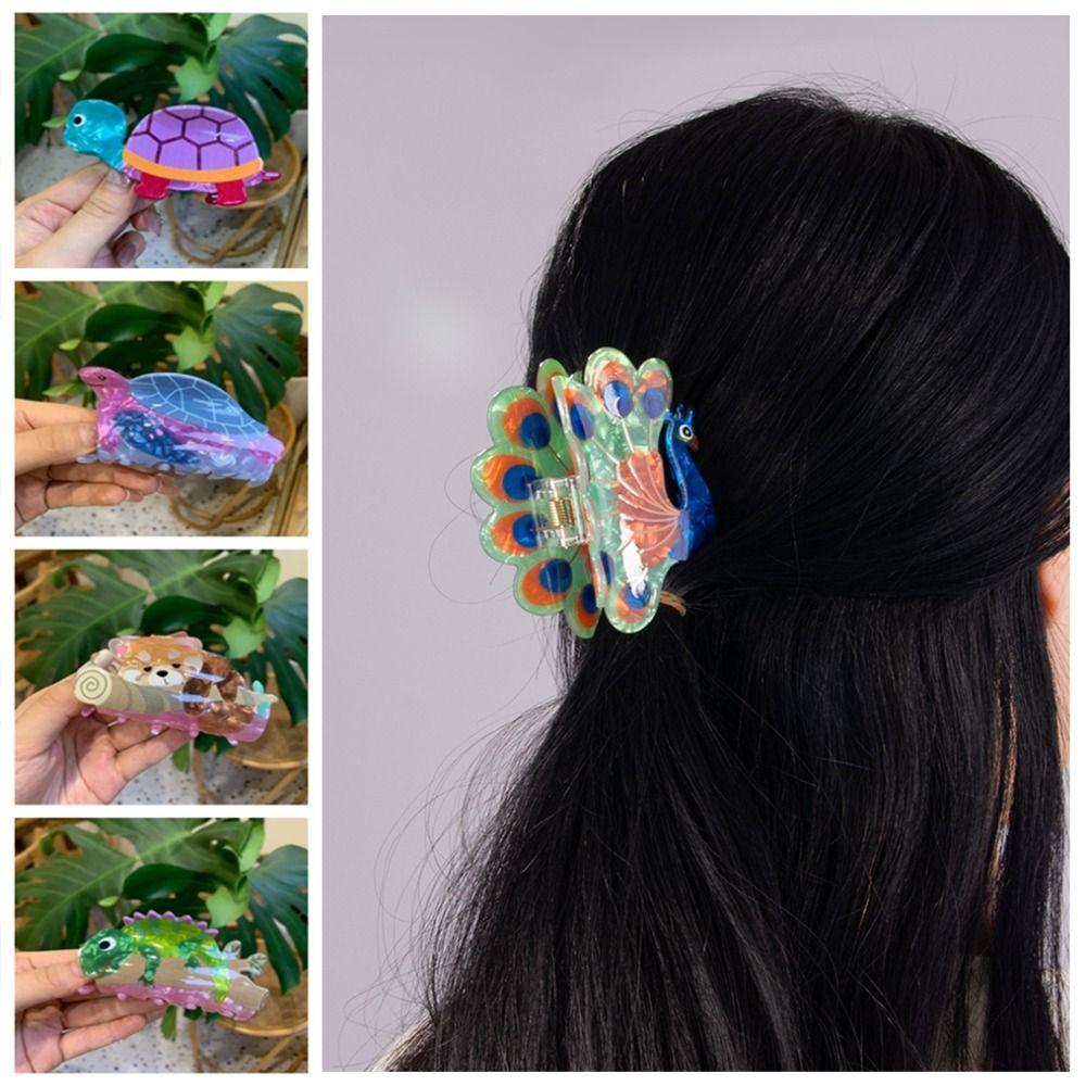 Acrylic Hair Claw Non-Slip Half Up Hair Grab Cute Animal Hair Clip Daily