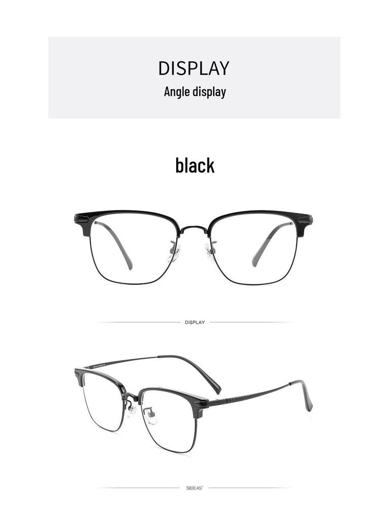 Anti-Blue Light Men's Eyebrow Eyeglass Frame, Ultralight Semi-Titanium, Lily Wei Model 122616Y, Fits Prescription Lenses.