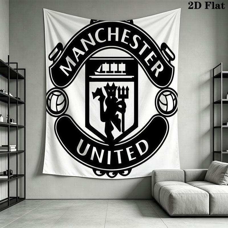 Man Utd B Wall Hanging Printed Fabric Blanket Decorative Tapestries for Bedroom Living Room Home Decor
