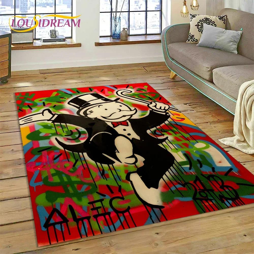 Game Dollar Monopoly Cartoon Money Carpet Rug for Bedroom Living Room Home Sofa Decoration,Children Game Large Decor Floor Mat