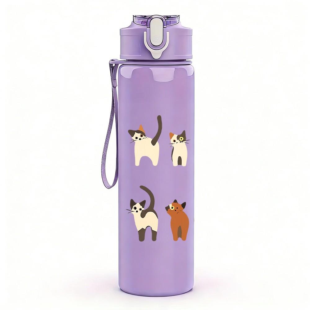1PC Multi Breed Cat Collection 750ml Color Plastic Sports Water Bottle Leakproof Flip Straw Lid Suitable for Sports Office Home Use