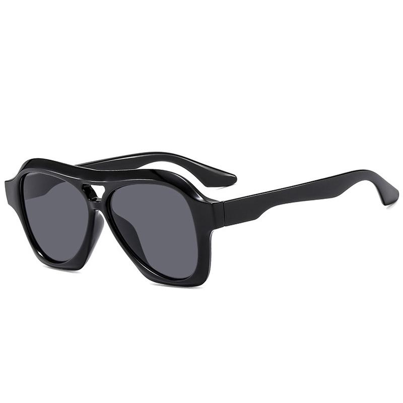 

SO&EI Fashion Oversized Double Bridges Pilot Sunglasses Women Retro Jelly Color Shades UV400 Men Trending Punk Sun Glasses As the picture черный серый