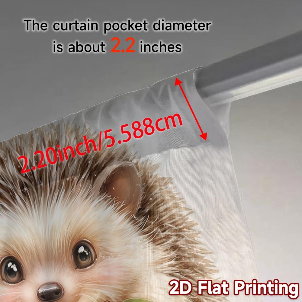 2pcs   2D FLAT PRINTING Curtains (Without Rod) Hedgehog Apple Chic Curtains&Window Treatment Versatile Polyester Fabric Curtains