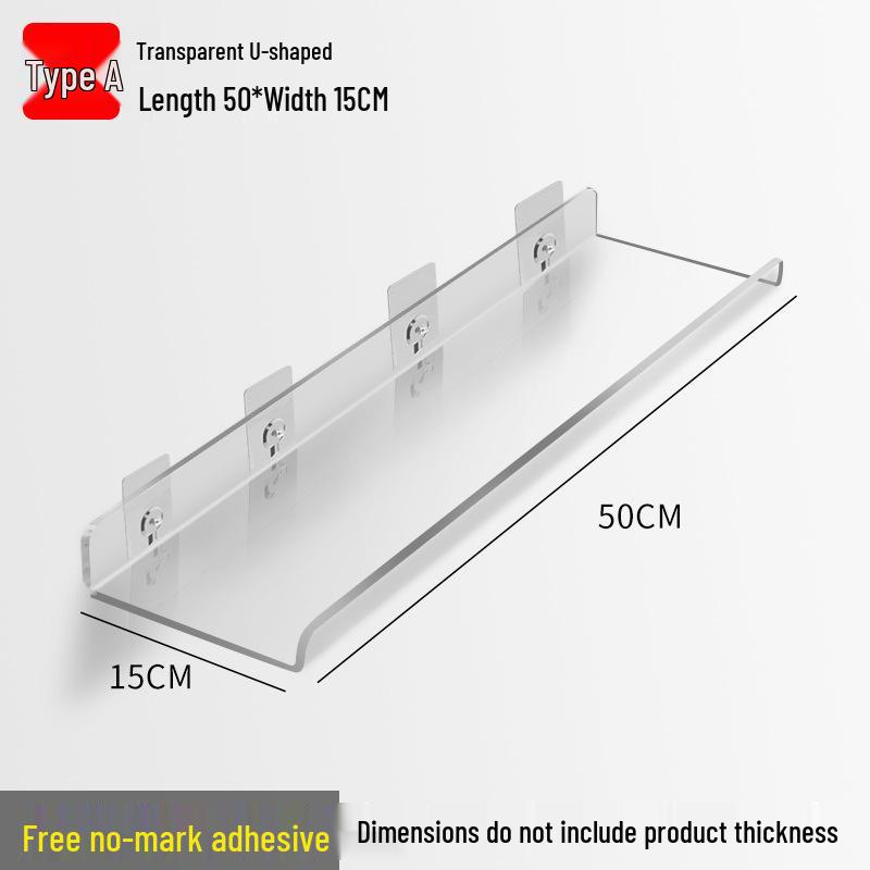 Acrylic Wall-Mounted Bathroom Mirror Cabinet with No-Punch Shelf