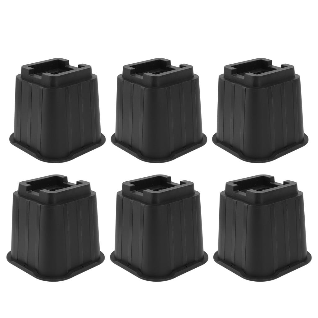 6Pcs Furniture Risers Multifunction 5in Height Black Plastic Furniture Leg Extender for Office Home