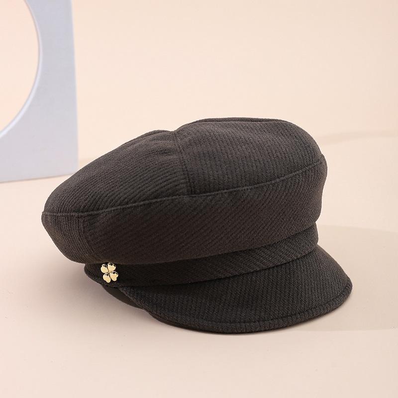 Autumn Winter Korean Style Flat Top Newsboy Cap For Women - Military Cap Casual Hat Warm Street Fashion Headwear Accessories