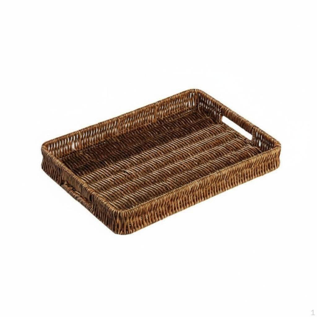 Wicker Organizing Tray Waterproof Woven Vanity Easy to Clean Bathroom Accessory for Spa Owners,