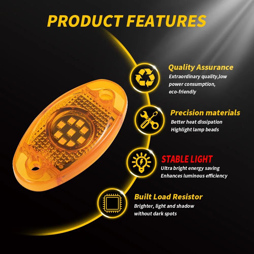 12V/24V LED Car Warning Light Strobe Light Flashing Light Truck LED Brake Lights 9 Leds Indicator Lamp Waterproof Signal Light