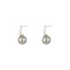 French Retro Grey Pearl Metal Earrings for Women - Stylish Korean Design