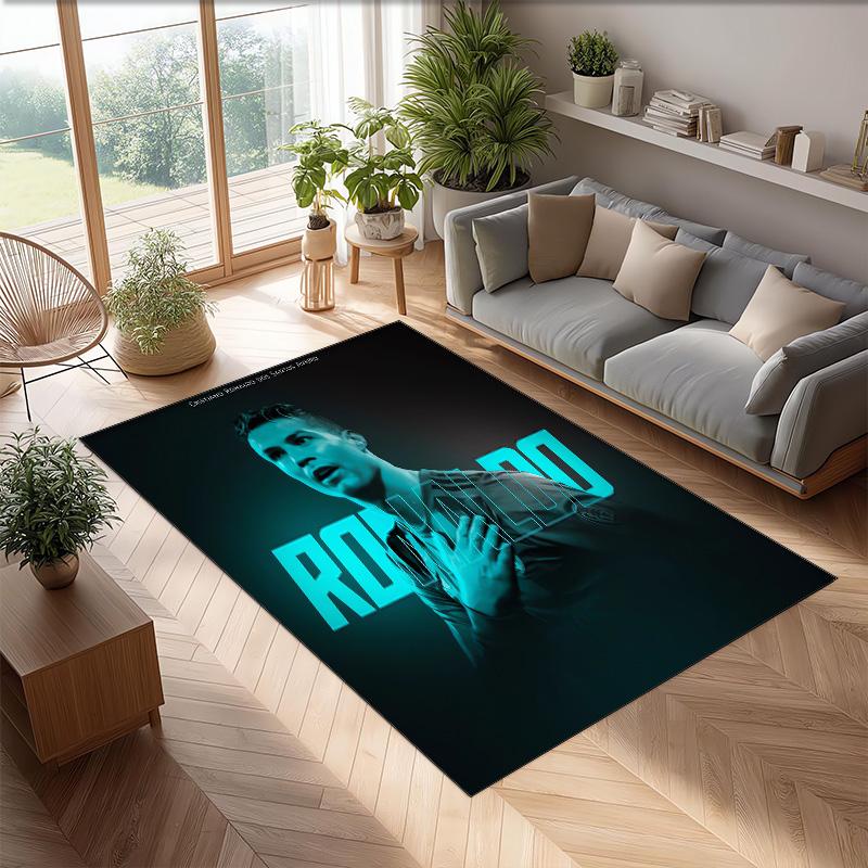 Cristiano Ronaldo bedruckter Flanell-Teppich rutschfest weich Polyester Bodenbelag Indoor Dekorationsmatte für Schlafzimmer Wohnzimmer Sofa