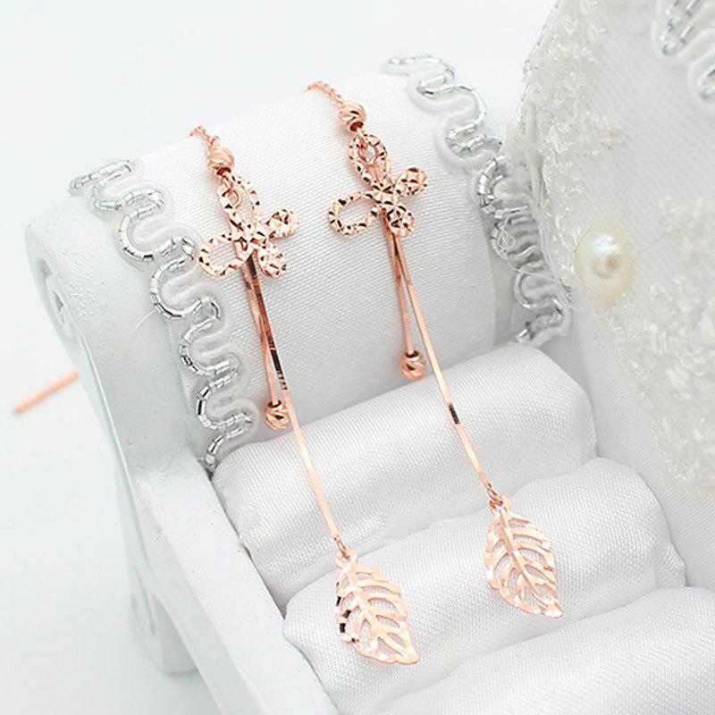 Purple Gold Plated Rose Gold Foreign Gas Butterfly Leaf High-End Earphone Niche Design Light Luxury Earrings