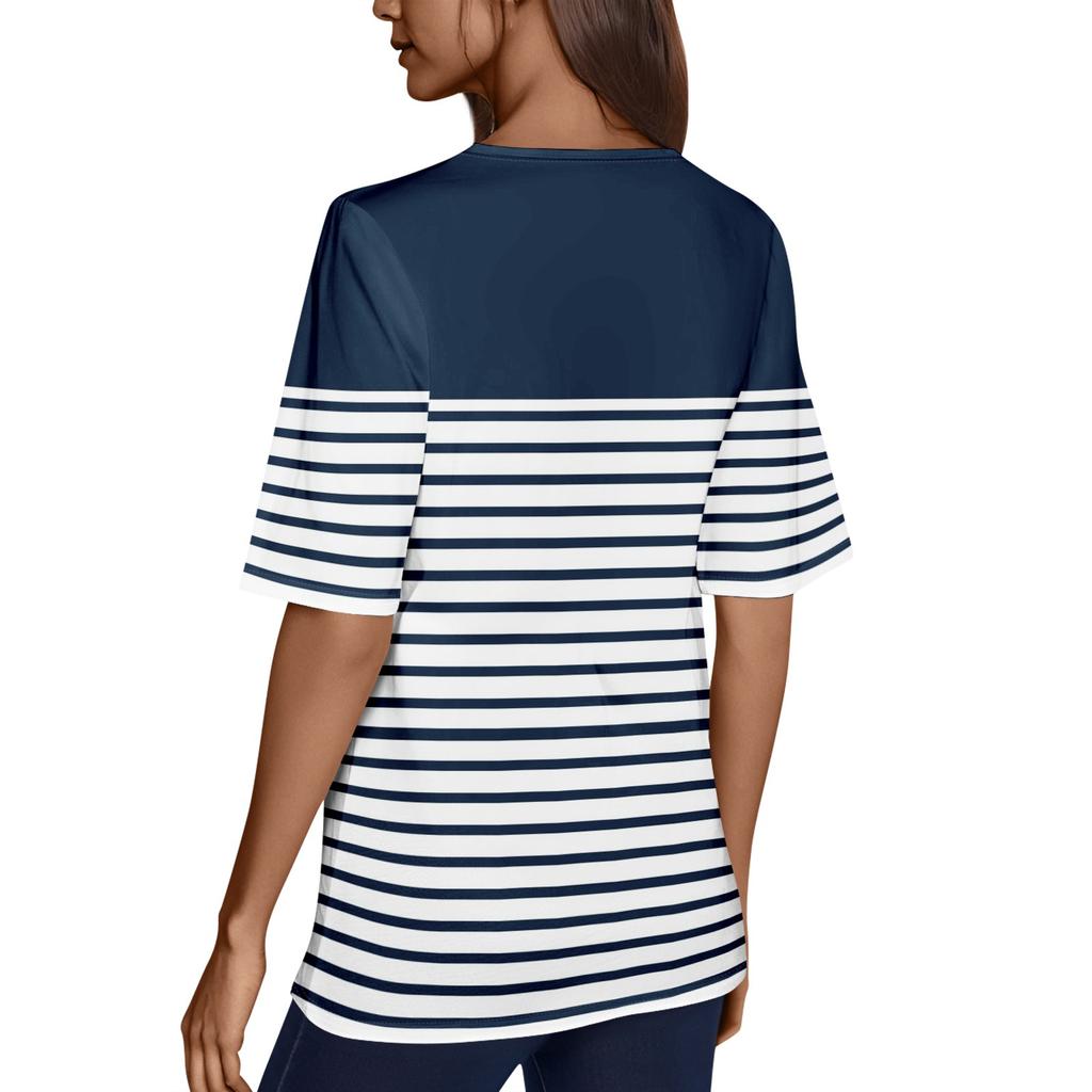 Women's V Neck T Shirts Half Sleeve Tops Printed Casual Summer Tees T Shirt Blouse