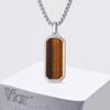 Vnox Natural Tiger Eye Stone Pendant Necklace for Men Boys, Stainless Steel Box Chain Geometric Punk Necklaces Jewelry Gifts NEW
