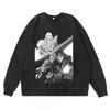 Heavyweight 360g Washed Vintage Berserk Anime Streetwear Cotton Pullover Hoodie-Free Crewneck Sweatshirt Men