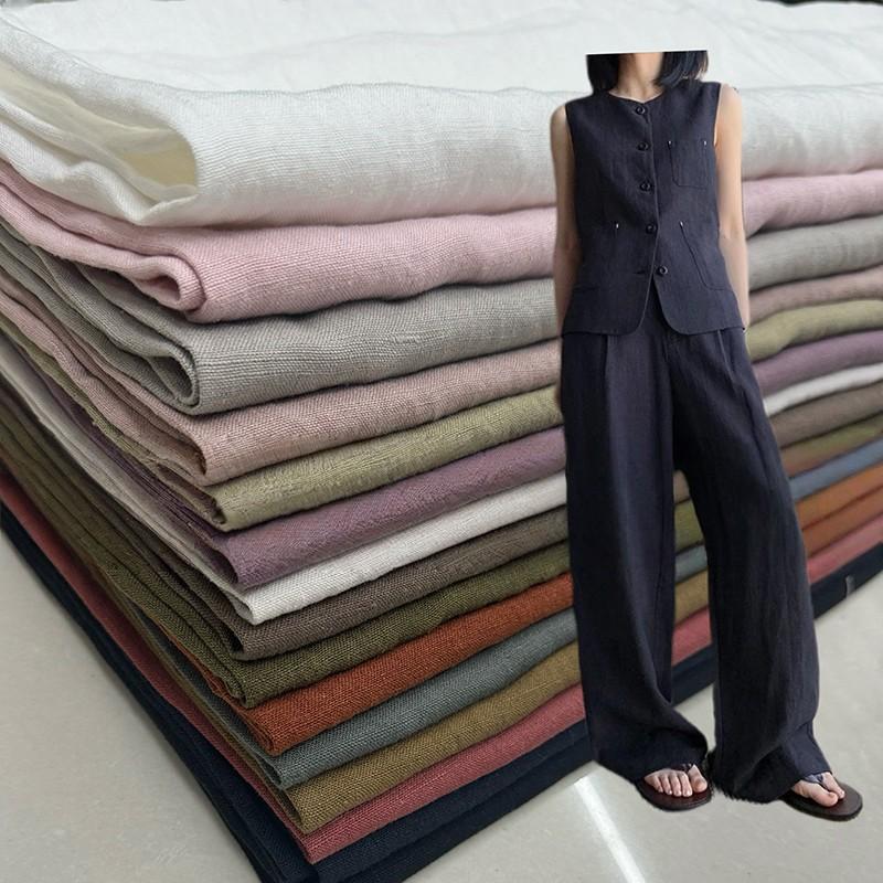 Linen and Ramie Hanfu Fabric Soft Breathable Against Skin Cloth Natural Yarn-dyed Dress Robe Hanfu Dress DIY Designer Wholesale