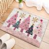 Cartoon Christmas Tree Plush Bathroom Non Slip Water Absorbent Floor Mats Lovely Bedroom Entrance Decorative Carpet