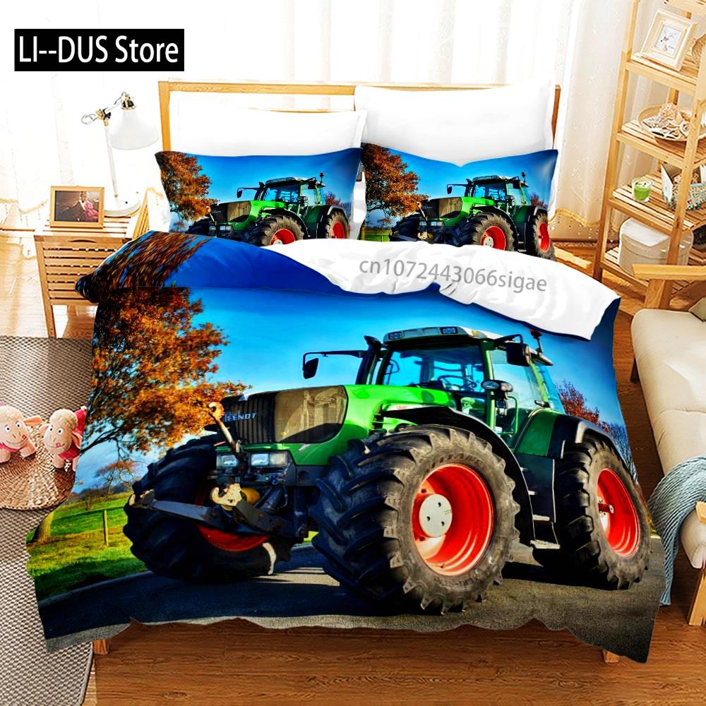 Tractor Bedding Set Bedspread Single Twin Full Queen King Size Sports Bed Set Aldult Bedroom Duvetcover 2 conjunto de cama