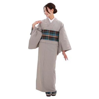 Kjótské Kimono Yuzen Omyvatelné Kimono, Hickory, Komon, Vyrobeno v Japonsku, Jednovrstvé Kimono, Dámské, K okamžitému nošení, Pruhované (Gray, L)