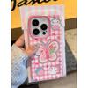 Doodle Suitable for Apple 16pro Butterfly Phone Case Iphone14 Space 15 Cute Pink and White Checkered Protective Case