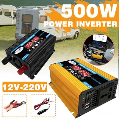 Car Inverter 12V To 220V Power Converter Pure Sine Wave LED Display Dual USB Car Inverter Charger Universal Socket