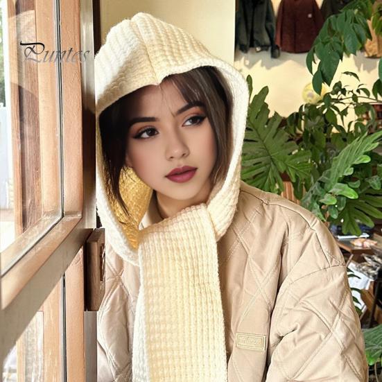 Entegre Atkılı Örgü Şapka Rüzgar Geçirmez Kalın Başlık Sarılı Tasarım Şapka Kulak Koruması Fotoğraf Şapkası Çift Taraflı Atkı Dış Mekan Şapkası