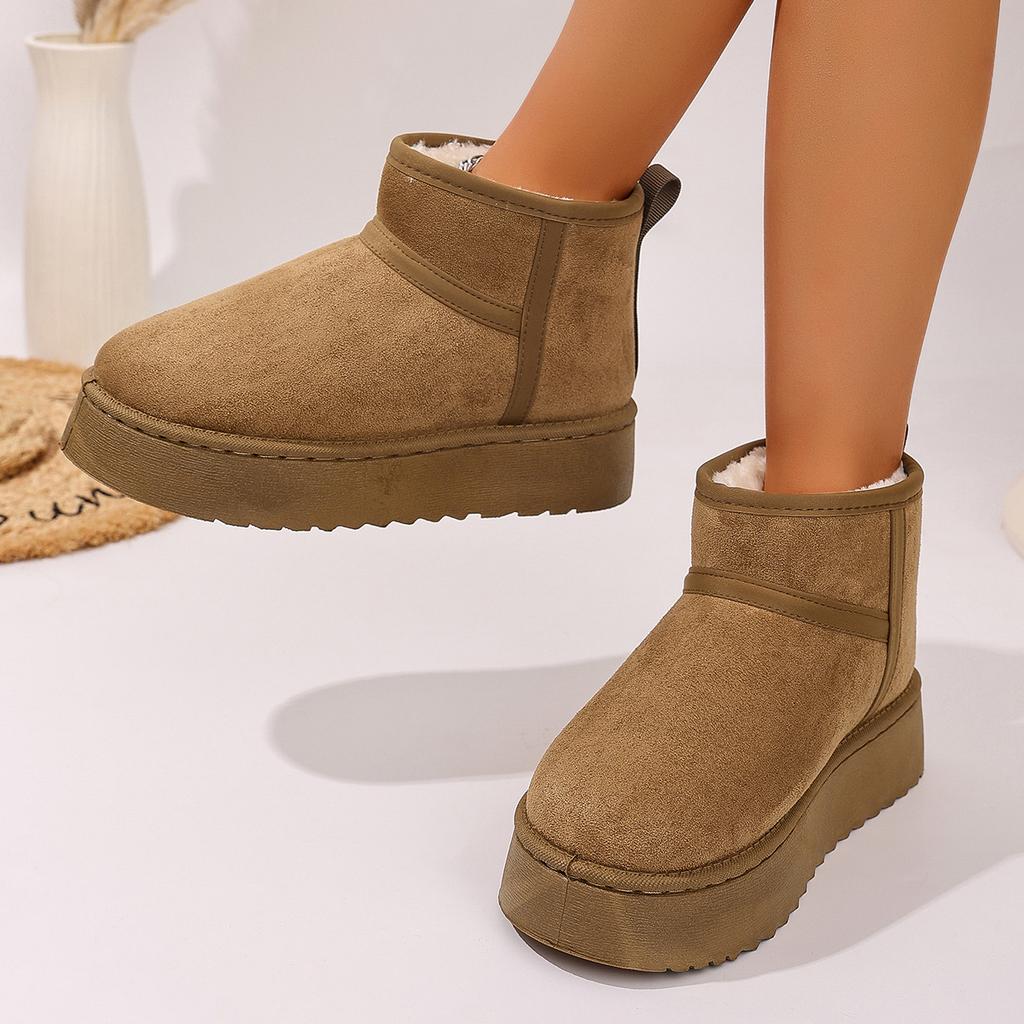 Women's Wide Width Round Toe Snow Boots, Plush Lined Platform Winter Booties, European Style Wholesale Boots for Women