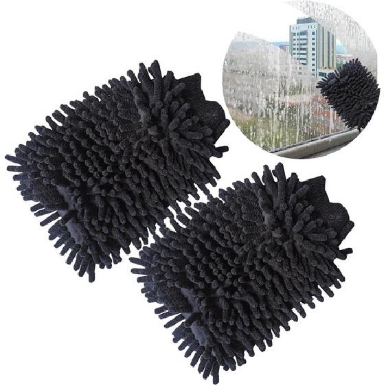 

1 Pack 2 Black Car Wash Mitt Microfiber, Deluxe Scratch Free Microfiber Black
