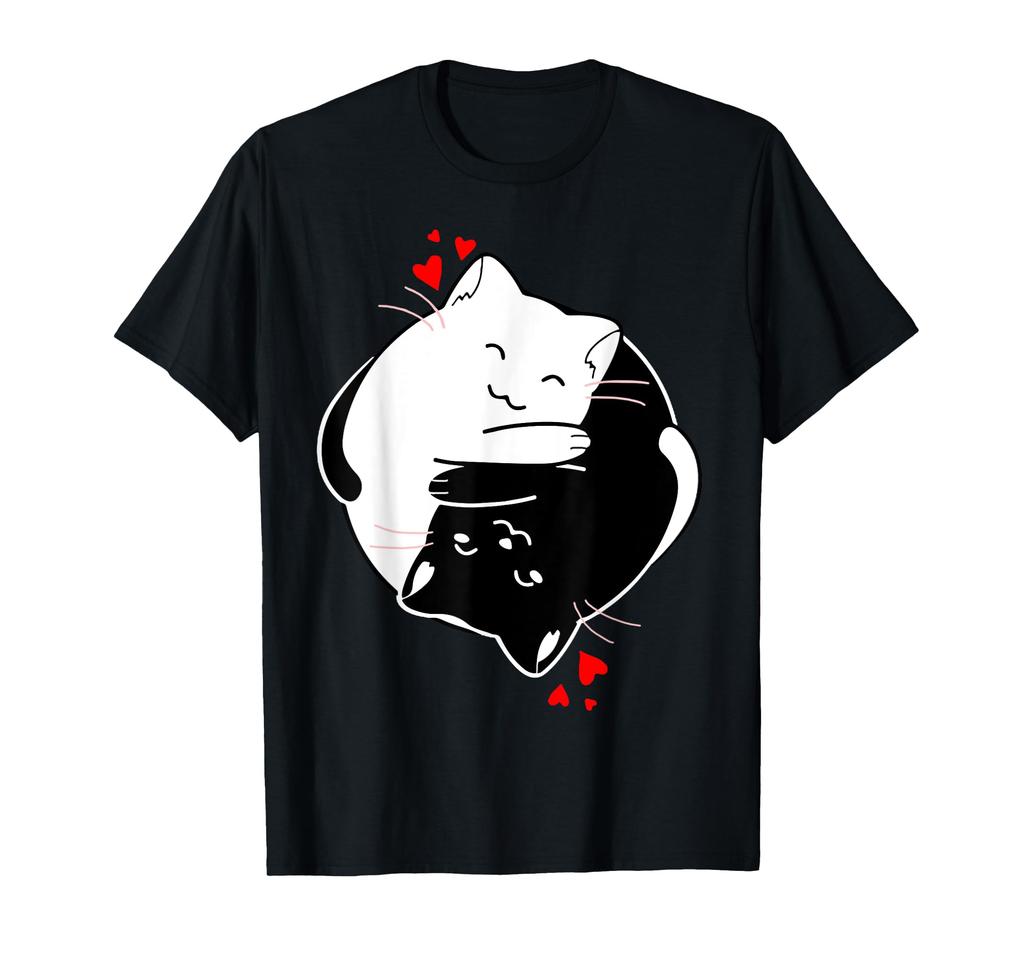 Kawaii Cute Sleeping Baby Black and White Yin Yang Cats Kawaii Baby Yin Yang Cats T-Shirt
