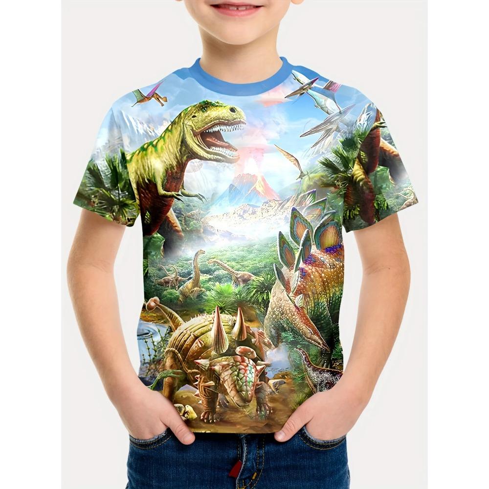 Fashion Dinosaur 3D Printed Kids Clothes Boys T Shirt Cartoon Top Shirts Round Neck Children Tops Short Sleeve Children T-Shirt