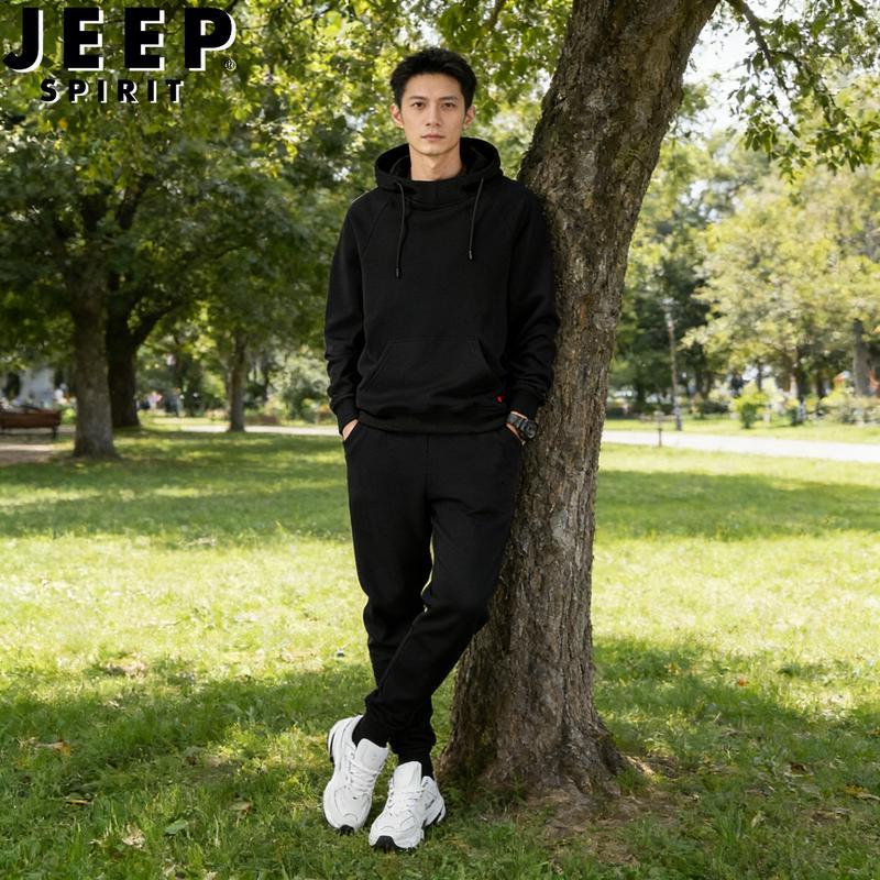 

JEEP SPIRIT Men s Fleece-Lined Hoodie Tracksuit Set M