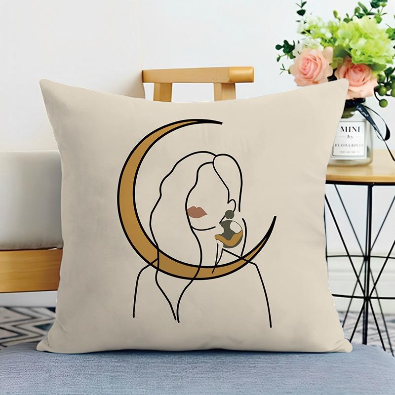 Simple Cute Printed Decorative Pillowcase Bedroom Living Room Square Cushion Pillowcase
