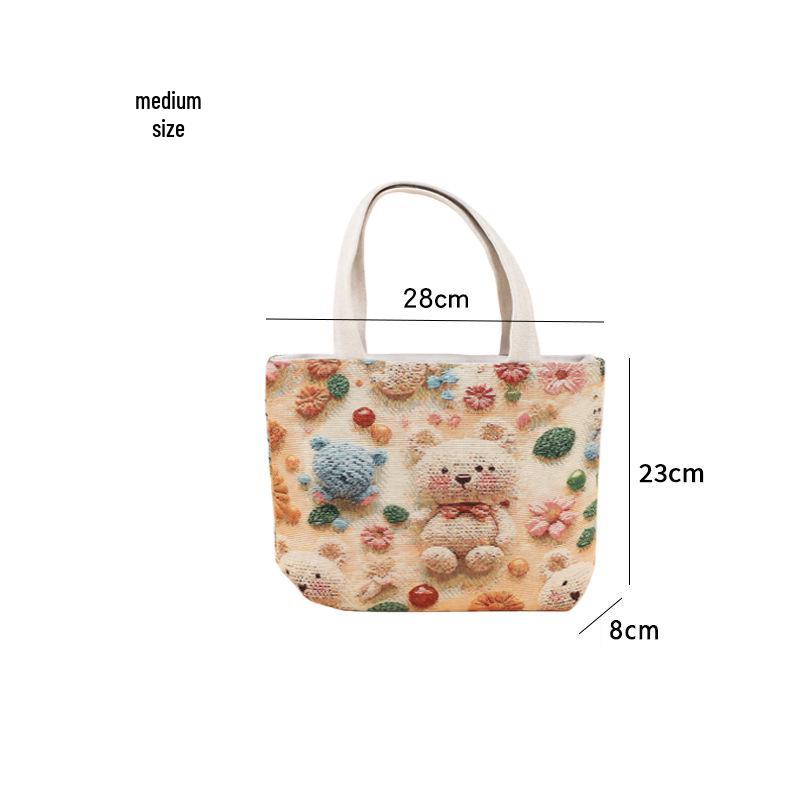 

Сумка-тоут з канвасу з жаккардовою вишивкою в етнічному стилі для жінок - Повсякденна, Маленька, Сумка на блискавці Small (15*7*18cm)