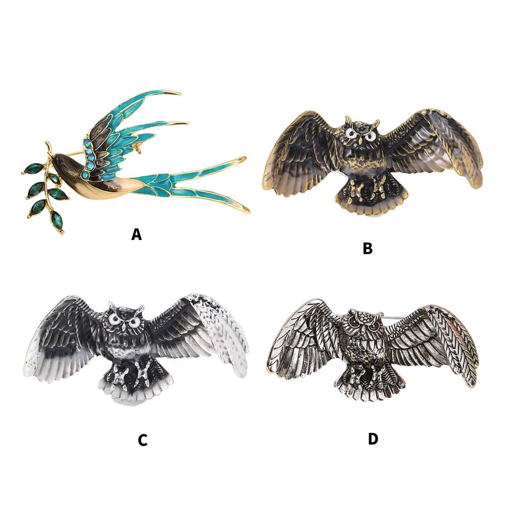 Elegant Owl Brooch Hypoallergenic Alloy Jewelry For Casual Outings And Professional Attire