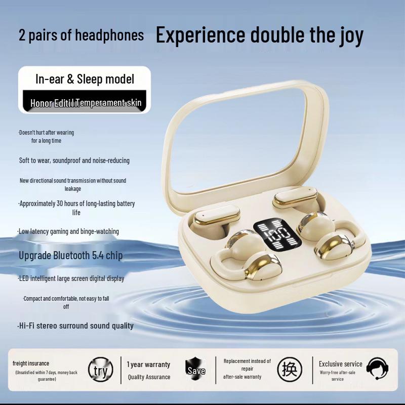 

Bluetooth Twin Earphones with HD Display and Long Battery Life тілесний