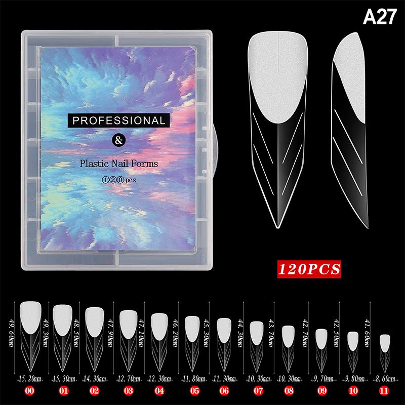 120 Pcs/Set Clear Dual Forms False Nails Full Cover Quick Building Gel Mold Tips Nail Extension Molds Upper Forms For Nails Tips