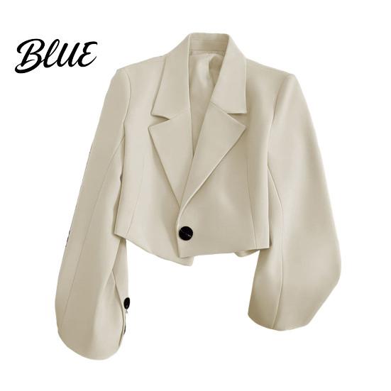 Suit Jacket Women Short Coat Lapel Long Sleeve Single Button Cardigan Style Solid Color Loose Fit Casual Business Simple Blazer