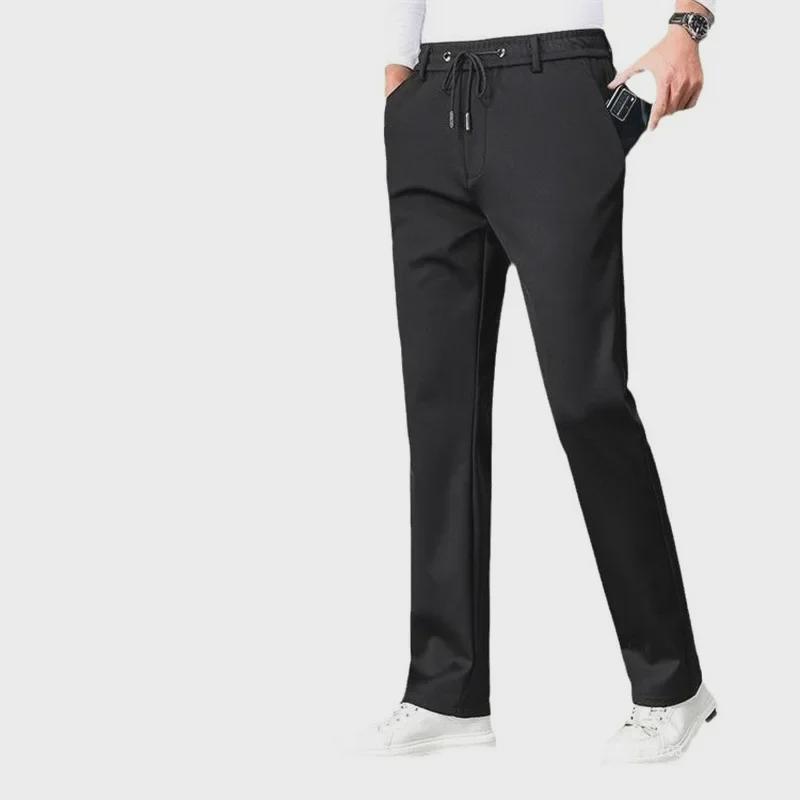 Men's Stretch Casual Plus Velvet Pants - Quick-Drying, Loose-Fit, Straight Trousers for All Seasons