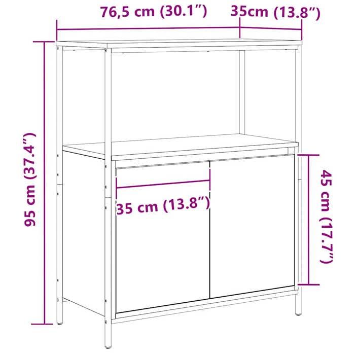 VidaXL Meuble de salle de bain avec étagères chêne fumé 76,5x35x95 cm, armoire de rangement de salle de bain, armoire de 861919