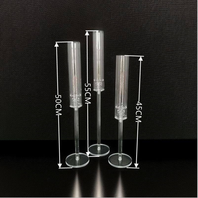 Transparent Acrylic Cross Wedding Candlestick for Banquets, Hotels, Aisles, Restaurants, and Bars